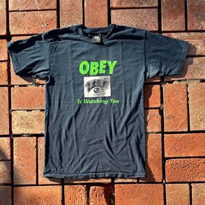 Obey Eye Is Watching You Tshirt Blue Green OBEY Men’s Size S - Pre-Owned